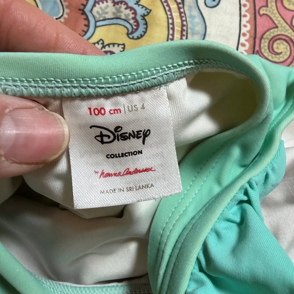 Hanna Andersson Disney Ariel Little Mermaid 2pc Swimsuit Mint Green Girls Size 4